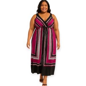 Elegant Pink and Black Maxi Dress